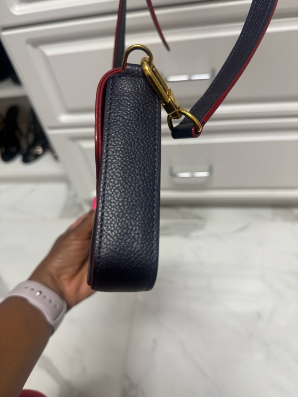 Louis Vuitton Navy Felicie Crossbody with Red Trim and Gold Hardware - Picture 3 of 10